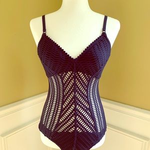 Mesh one piece swim suit